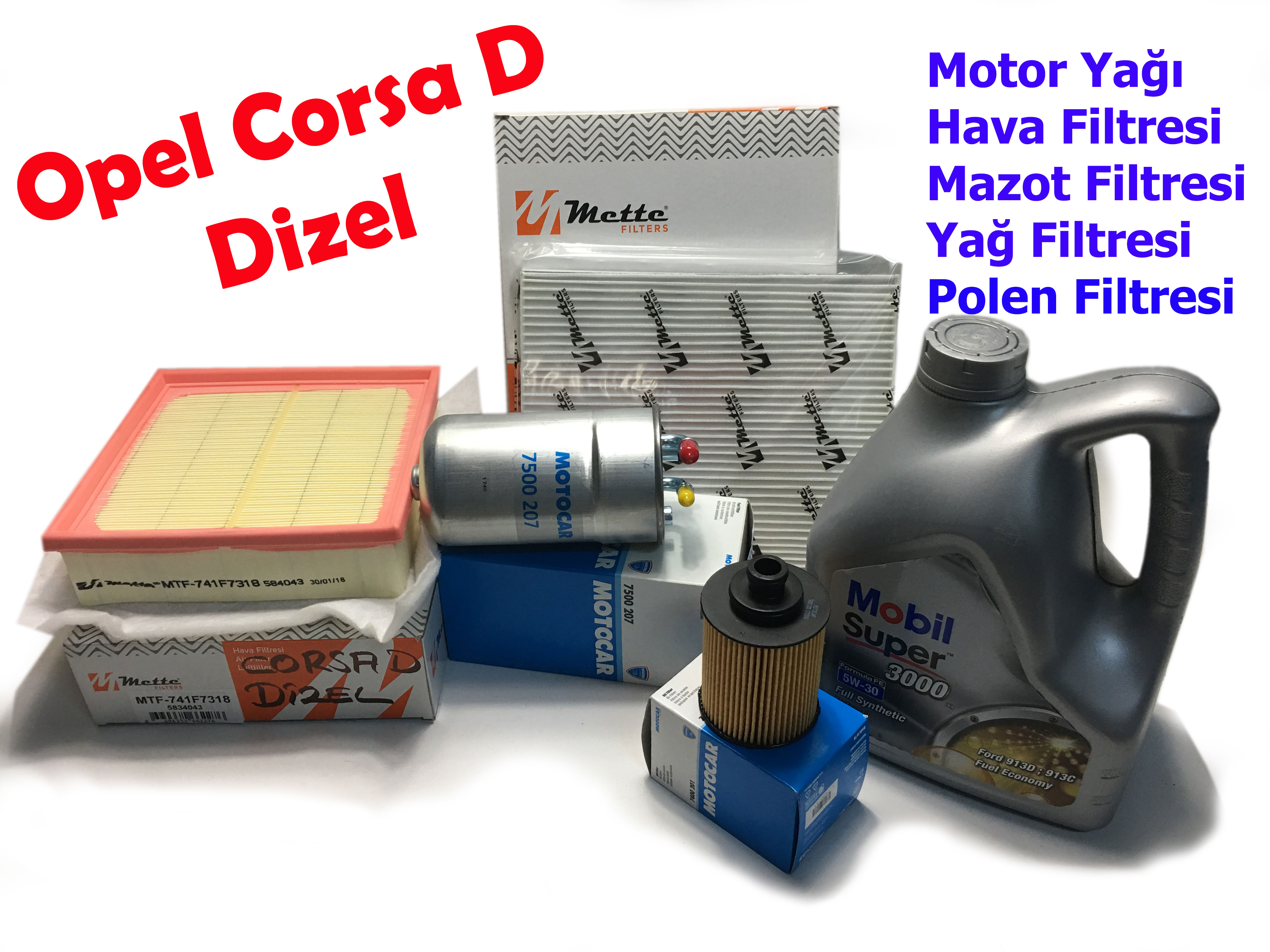 Opel Corsa D için uygun Opel Corsa D Bakım Kiti Set Halinde Dizel Araçlara (Z1.3DTJ) (Motor Yağı, Mazot, Hava, Yağ, Polen Filtresi) İTHAL , Z1.3DTJ